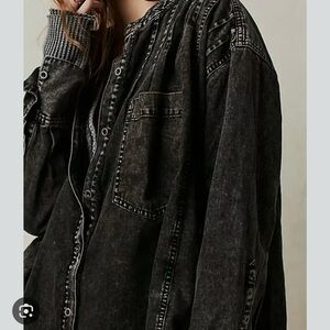 We the Free Black Tuck Black Denim Tunic size medium over sized